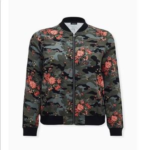 Torrid Camo Bomber Jacket with Floral Accents